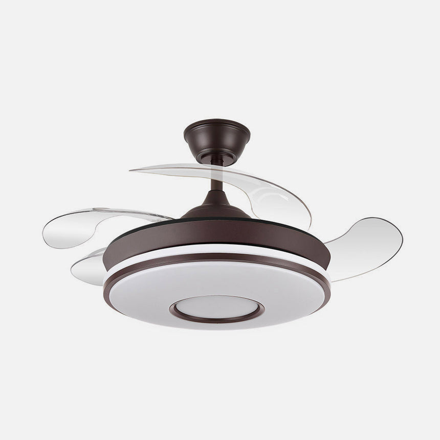 Ventilador de techo retráctil Fabrilamp Dani LED marrón 4 palas motor DC 3000-6000K Ø91cm 59W — vista 1