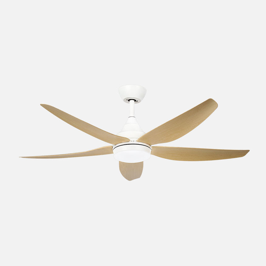 Ventilador de techo Fabrilamp Elda LED blanco haya 5 palas motor DC 3000-6500K Ø132cm 18W — vista 1