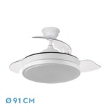 Ventilador de techo retráctil Fabrilamp Escorpion LED blanco 3 palas motor DC Ø91cm 59W 214599001