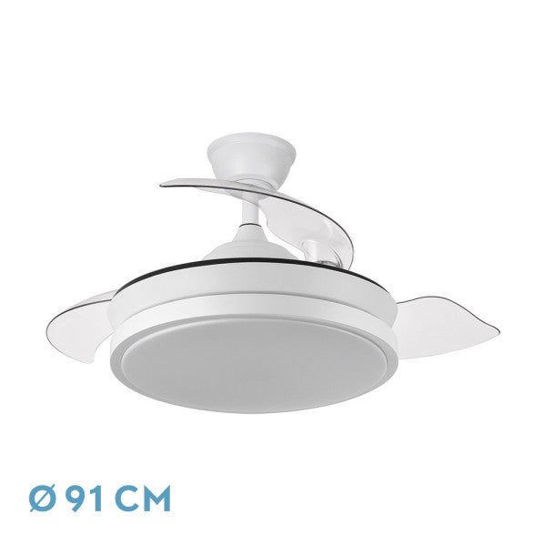 Ventilador de techo retráctil Fabrilamp Escorpion LED blanco 3 palas motor DC Ø91cm 59W 214599001