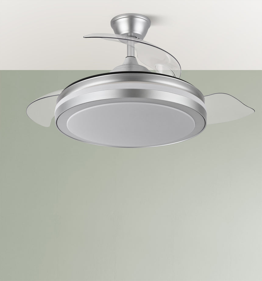 Ventilador de techo retráctil Fabrilamp Esparta LED plata 3 palas motor DC 3000-6000K Ø107cm 59W — vista 4