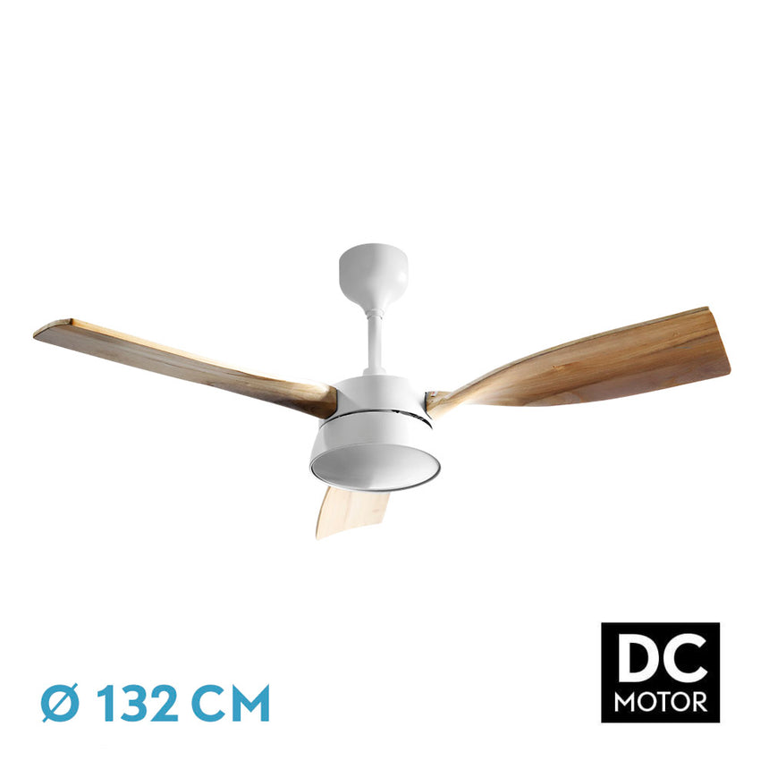 Ventilador de techo Fabrilamp Estio LED blanco haya 3 palas motor DC 3000-6000K Ø132cm 24W — vista 1