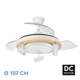 Ventilador de techo retráctil Fabrilamp Gladiator LED negro madera 3 palas motor DC Ø107cm 37W 242591368