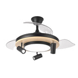 Ventilador de techo retráctil Fabrilamp Gladiator LED negro madera 3 palas motor DC 3000-6500K — vista 3