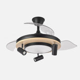 Ventilador de techo retráctil Fabrilamp Gladiator LED negro madera 3 palas motor DC 3000-6500K — vista 2
