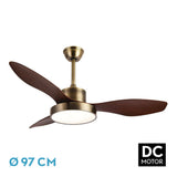 Ventilador de techo Fabrilamp Hayate LED cuero roble 3 palas motor DC 3000-6000K Ø97cm 24W — vista 1