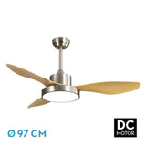 Ventilador de techo Fabrilamp Hayate LED níquel haya 3 palas motor DC 3000-6000K Ø97cm 24W — vista 1