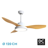Ventilador de techo Fabrilamp Hayate LED blanco haya 3 palas motor DC 3000-6000K Ø120cm 48W — vista 1
