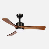 Ventilador de techo Fabrilamp Hellin LED negro roble 3 palas motor DC 3000-6500K Ø106cm 18W — vista 1