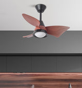 Ventilador de techo Fabrilamp Jaguar LED negro roble 3 palas motor DC 3000-6500K Ø96cm 30W — vista 4