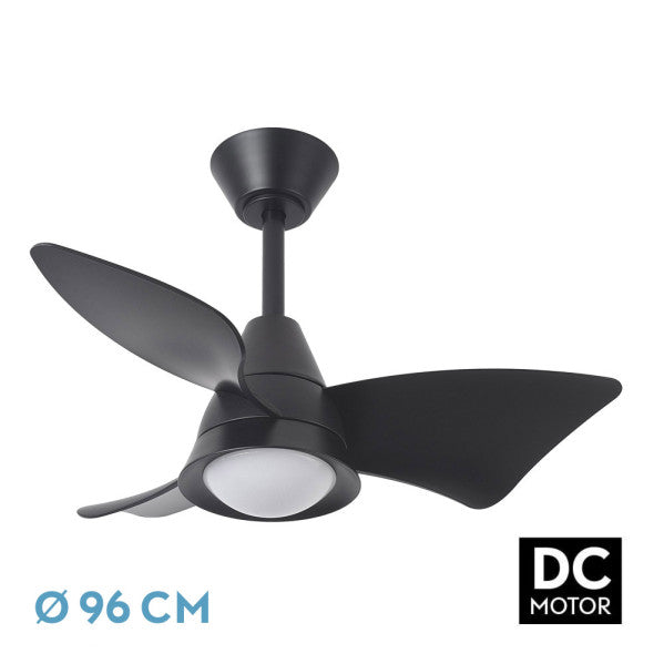 Ventilador de techo Fabrilamp Jaguar LED negro 3 palas motor DC Ø96cm 30W 241791309