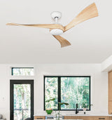 Ventilador de techo Fabrilamp Janubi LED blanco haya 3 palas motor DC 3000-6000K Ø132cm 22W — vista 1
