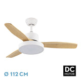 Ventilador de techo Fabrilamp Kavala LED blanco haya 3 palas motor DC 3000-6000K Ø112cm 48W — vista 3