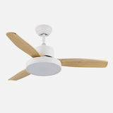 Ventilador de techo Fabrilamp Kavala LED blanco haya 3 palas motor DC 3000-6000K Ø112cm 48W — vista 2