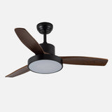 Ventilador de techo Fabrilamp Kavala LED negro roble 3 palas motor DC 3000-6000K Ø112cm 48W — vista 2