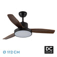 Ventilador de techo Fabrilamp Kavala LED negro roble 3 palas motor DC 3000-6000K Ø112cm 48W — vista 1