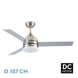 Ventilador de techo Fabrilamp Legio LED níquel haya plata 3 palas motor DC Ø107cm 26W 212691342