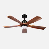Ventilador de techo Fabrilamp Letur LED negro roble 5 palas motor DC Ø132cm 18W 261691536