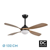 Ventilador de techo Fabrilamp Livorno LED negro roble 4 palas motor DC 3000-6000K Ø132cm 30W — vista 1