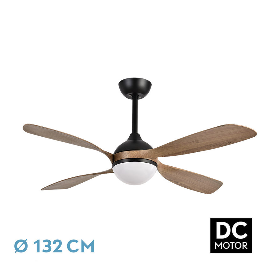 Ventilador de techo Fabrilamp Livorno LED negro roble 4 palas motor DC 3000-6000K Ø132cm 30W — vista 1