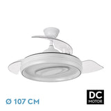 Ventilador de techo retráctil Fabrilamp Maracana LED blanco 3 palas motor DC 3000-6500K Ø107cm 57W — vista 1