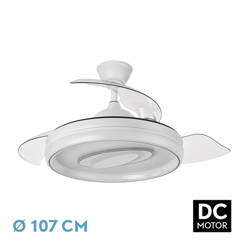 Ventilador de techo retráctil Fabrilamp Maracana LED blanco 3 palas motor DC 3000-6500K Ø107cm 57W — vista 1