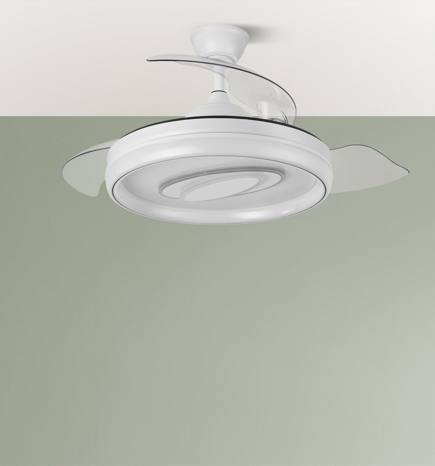 Ventilador de techo retráctil Fabrilamp Maracana LED blanco 3 palas motor DC 3000-6500K Ø107cm 57W — vista 5