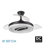 Ventilador de techo retráctil Fabrilamp Maracana LED negro 3 palas motor DC Ø107cm 57W 242791309