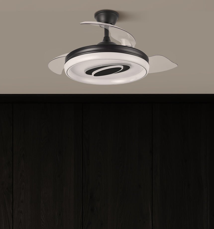 Ventilador de techo retráctil Fabrilamp Maracana LED negro 3 palas motor DC 3000-6500K Ø107cm 57W — vista 5