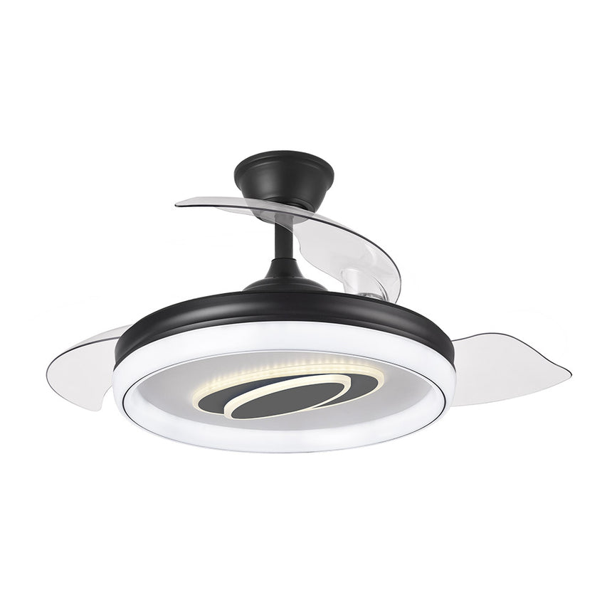Ventilador de techo retráctil Fabrilamp Maracana LED negro 3 palas motor DC 3000-6500K Ø107cm 57W — vista 3