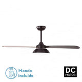 Fabrilamp Umi Ventilador Dc 24w Marron 3 Aspas Rev. Marron/haya 132d 2950lm 3000-4000-6000k 2tijas C/remoto, Memoria Y Temporizador 158891302