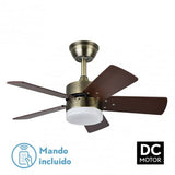 Fabrilamp Marta Ventilador Dc 36w Cuero 5 Aspas Rev. Cerezo/nogal  41x76d 3240lm C/ Remoto , Memoria Y Temp. 3000k,4000k,6000k 175891536