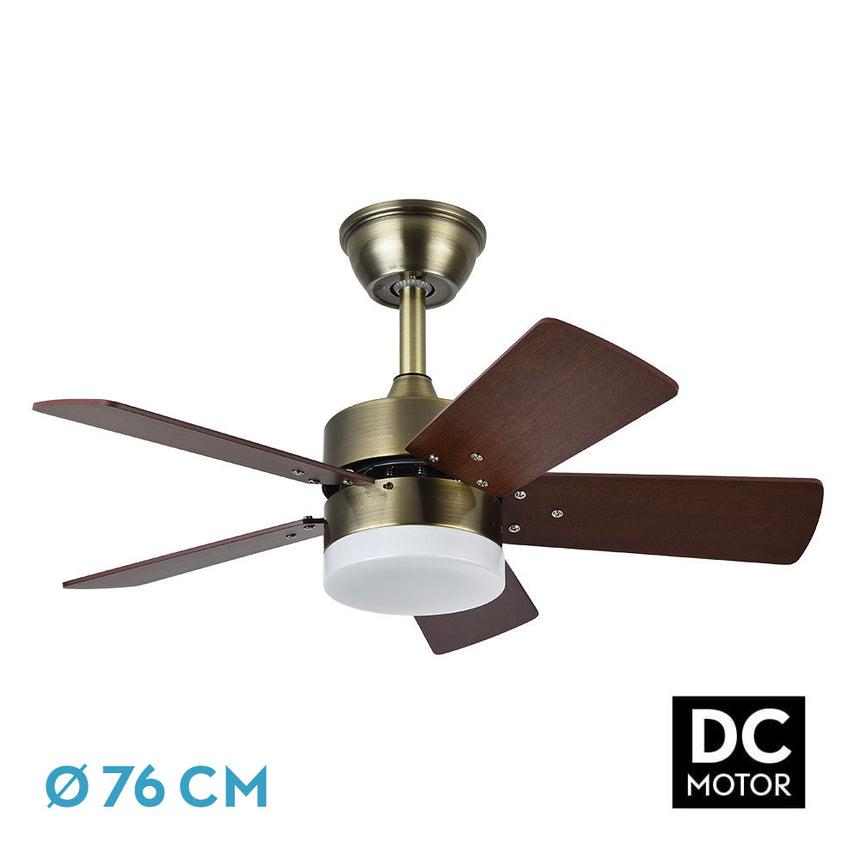 Ventilador de techo Fabrilamp Marta LED cuero cerezo nogal 5 palas motor DC 3000-6000K Ø76cm 36W — vista 1
