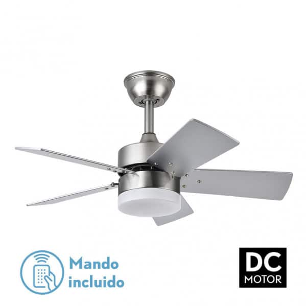 Fabrilamp Marta Ventilador Dc 36w Niquel 5 Aspas Rev. Haya/plata  41x76d 3240lm C/ Remoto, Memoria Y Temporizador 3000k,4000k,6000k 175891533