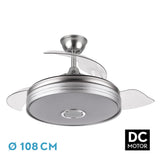 Ventilador de techo retráctil Fabrilamp Matanuska LED níquel 3 palas motor DC 3000-6000K Ø108cm 72W — vista 1