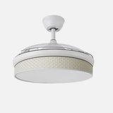 Ventilador de techo retráctil Fabrilamp Moda LED blanco cañizo 3 palas motor DC 3000-6000K Ø108cm — vista 2