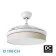 Ventilador de techo retráctil Fabrilamp Moda LED blanco cañizo 3 palas motor DC 3000-6000K Ø108cm — vista 1