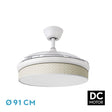 Ventilador de techo retráctil Fabrilamp Moda LED blanco cañizo 3 palas motor DC 3000-6000K Ø91cm 72W — vista 1