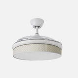 Ventilador de techo retráctil Fabrilamp Moda LED blanco cañizo 3 palas motor DC 3000-6000K Ø91cm 72W — vista 2