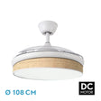 Ventilador de techo retráctil Fabrilamp Moda LED blanco cañizo claro 3 palas motor DC 3000-6000K — vista 1