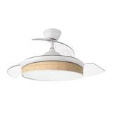 Ventilador de techo retráctil Fabrilamp Moda LED blanco cañizo claro 3 palas motor DC 3000-6000K — vista 3