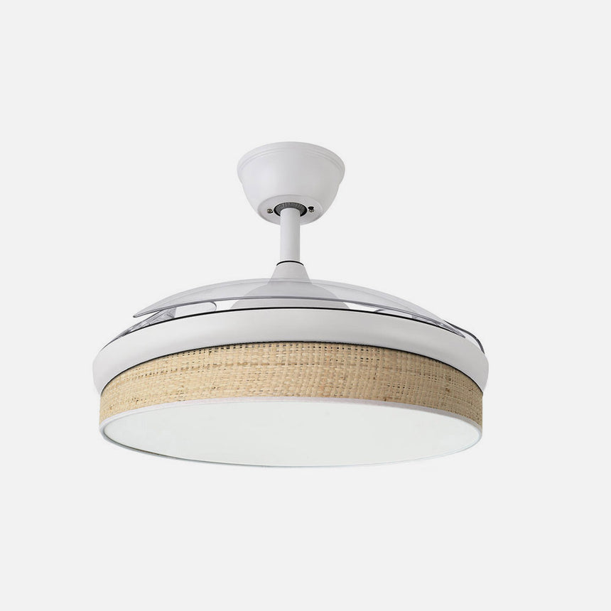 Ventilador de techo retráctil Fabrilamp Moda LED blanco cañizo claro 3 palas motor DC 3000-6000K — vista 2