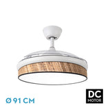 Ventilador de techo retráctil Fabrilamp Moda LED blanco cañizo oscuro 3 palas motor DC 3000-6000K — vista 4