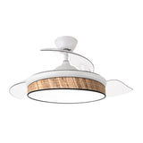 Ventilador de techo retráctil Fabrilamp Moda LED blanco cañizo oscuro 3 palas motor DC 3000-6000K — vista 3