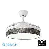 Ventilador de techo retráctil Fabrilamp Moda LED blanco tetris gris 3 palas motor DC Ø108cm 72W 212491101