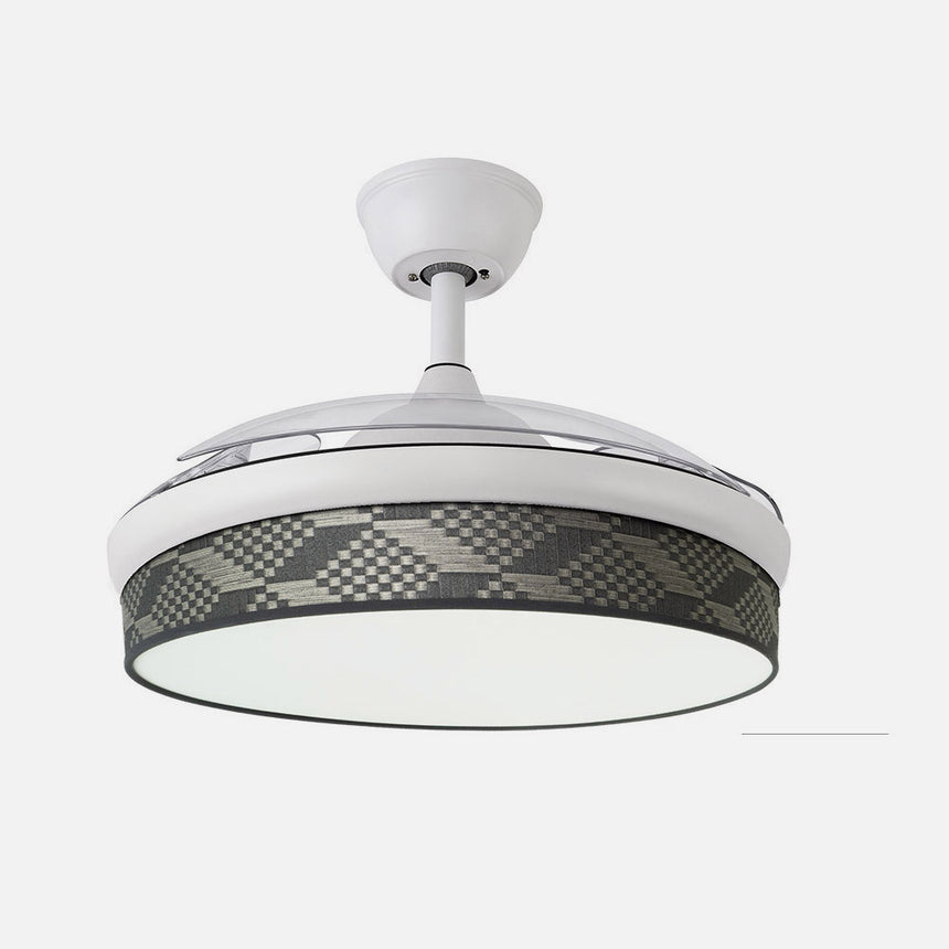 Ventilador de techo retráctil Fabrilamp Moda LED blanco tetris gris 3 palas motor DC 3000-6000K — vista 2