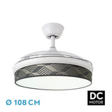 Ventilador de techo retráctil Fabrilamp Moda LED blanco tetris gris 3 palas motor DC 3000-6000K — vista 4