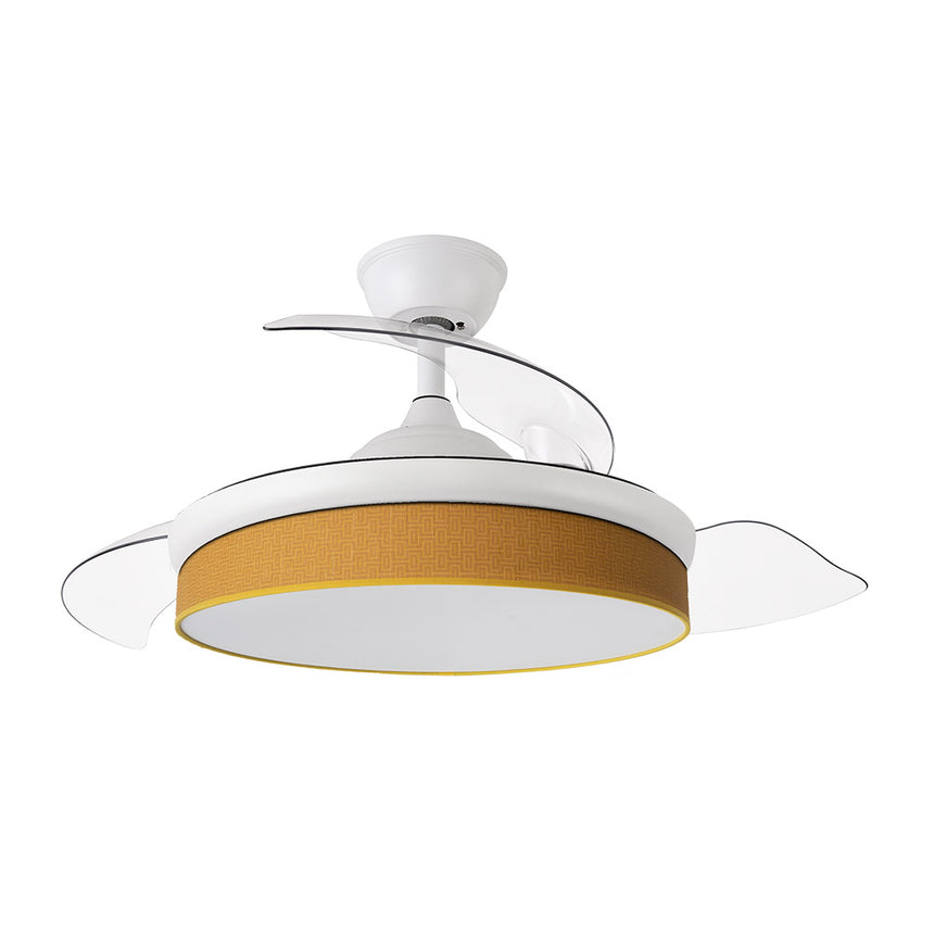 Ventilador de techo retráctil Fabrilamp Moda LED blanco amarillo 3 palas motor DC 3000-6000K Ø91cm — vista 3