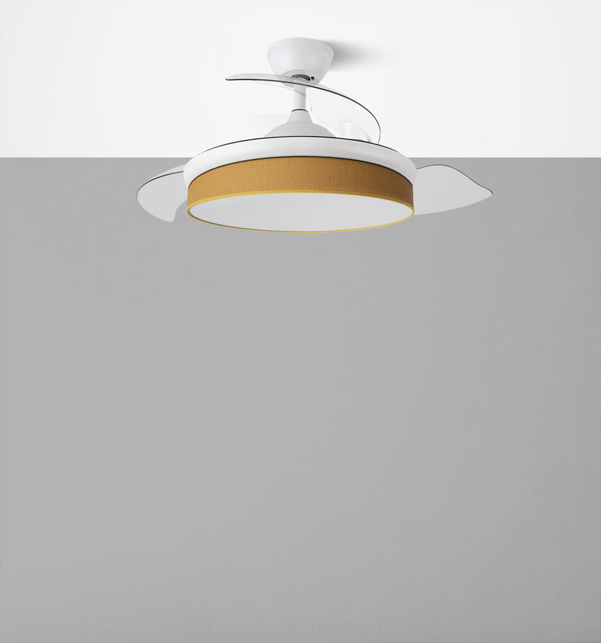 Ventilador de techo retráctil Fabrilamp Moda LED blanco amarillo 3 palas motor DC 3000-6000K Ø91cm — vista 4