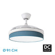 Ventilador de techo retráctil Fabrilamp Moda LED blanco azul 3 palas motor DC 3000-6000K Ø91cm 72W — vista 1